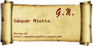 Gáspár Mietta névjegykártya